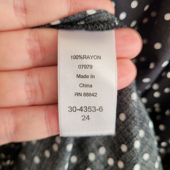 Ellos Womens Blouse Plus Size 24 Black White Polka Dots Long Sleeves Classic - Picture 6 of 10